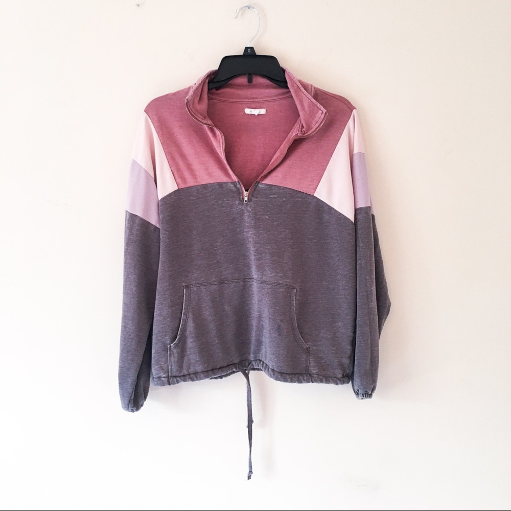 MAURICES Color Block Pink Drawstring Pullover